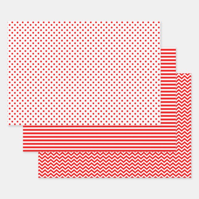 Feuille De Papier Cadeau Chevron Pois de Red Stripes (Lot)