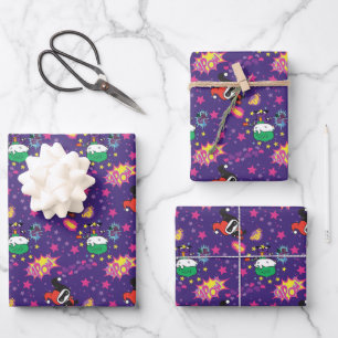 Feuille De Papier Cadeau Chibi Joker et Harley Motif