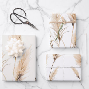 Feuille De Papier Cadeau Chic boho Pampas Baby shower d'herbe