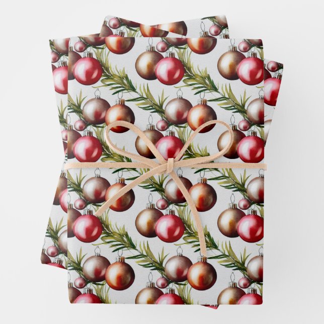 Feuille De Papier Cadeau Chic Christmas Tree Ornaments Holiday (En situation)
