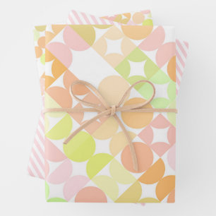 Feuille De Papier Cadeau Chic Coral Orange Blush Cercles rose Motif Art