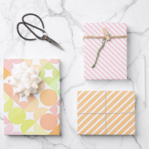 Feuille De Papier Cadeau Chic Coral Orange Blush Cercles rose Motif Art