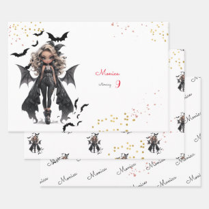 Feuille De Papier Cadeau Chic glam gothique effrayant fille fête d'annivers