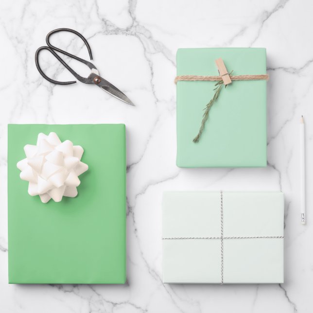 Feuille De Papier Cadeau Chic Moderne Vert clair Simple Solide Tons (Recto)