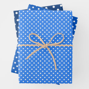 Feuille De Papier Cadeau Chic Sky Blues Motif Pois blanc