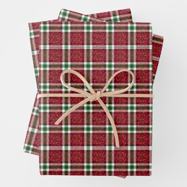 Feuille De Papier Cadeau Chic Sparkly Plaid Christmas  (En situation)