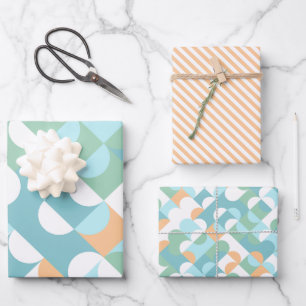 Feuille De Papier Cadeau Chic Turquoise bleu vert cercles Art Motif
