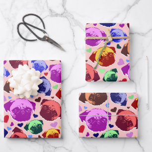 Feuille De Papier Cadeau Chien Chiot Carlin Style PopArt Rétro