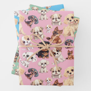 Feuille De Papier Cadeau Chien chiot mignon