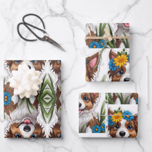 Feuille De Papier Cadeau Chien chiot mignon