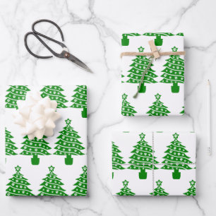 Feuille De Papier Cadeau Chien Empreinte de patte Green Christmas Tree