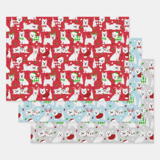 Feuille De Papier Cadeau Chiens de Noël West Highland White Terrier