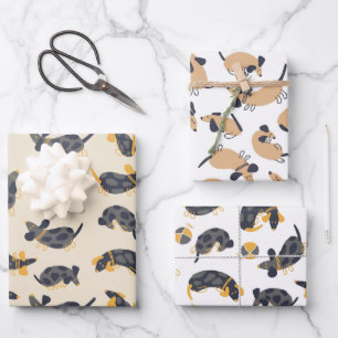 Feuille De Papier Cadeau Chiens teckel endormis ridicules