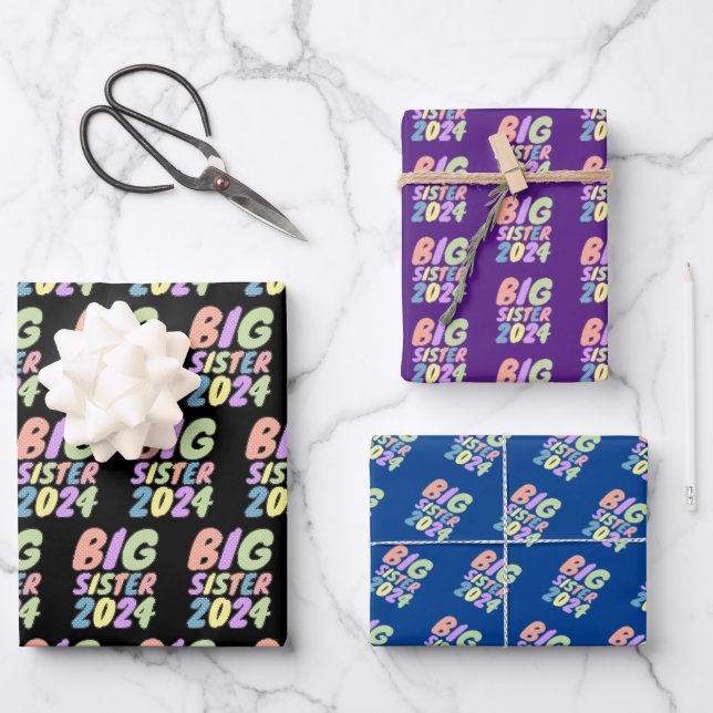 Feuille De Papier Cadeau Chiffres de filles 2024 (Recto)