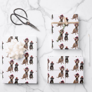 Feuille De Papier Cadeau Chihuahua en casquette