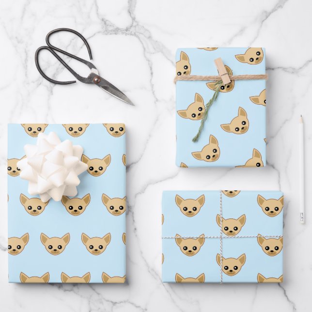 Feuille De Papier Cadeau Chihuahua Face (Recto)