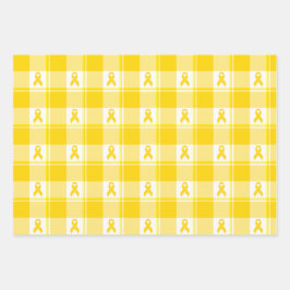Feuille De Papier Cadeau Childhood Cancer Awareness Plaid Gold Ribbon