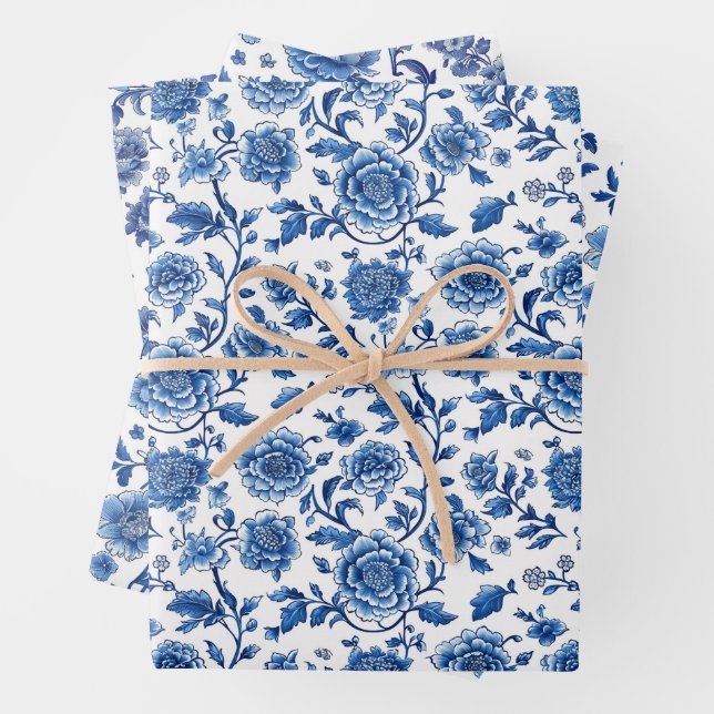 Feuille De Papier Cadeau Chinoiserie Floral (En situation)