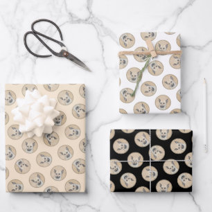 Feuille De Papier Cadeau Chinook Chiot Pointé Oreilles Peindre Animal Chien