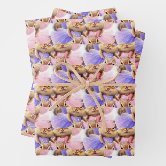 Feuille De Papier Cadeau Chipmunk Ballerina Duo (En situation)