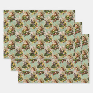 Feuille De Papier Cadeau Chipmunks et oiseaux