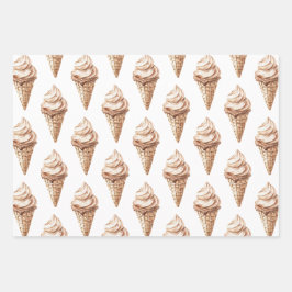 Feuille De Papier Cadeau Chocolat Mocha Ice Cream Cones Anniversaire
