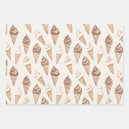 Feuille De Papier Cadeau Chocolat Mocha Ice Cream Cones Anniversaire