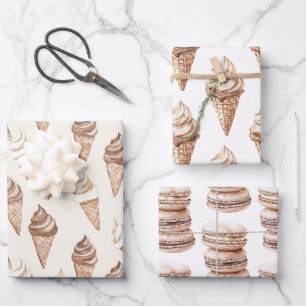 Feuille De Papier Cadeau Chocolat Mocha Ice Cream Cones Anniversaire
