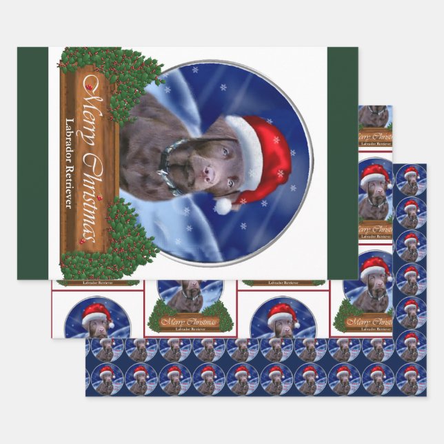 Feuille De Papier Cadeau Chocolate Labrador (Lot)