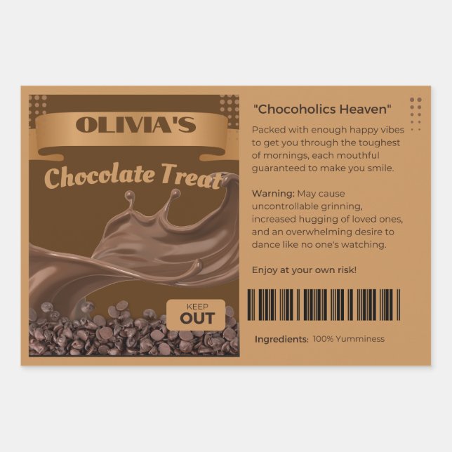 Feuille De Papier Cadeau Chocolats AMUSANTS Nommés Chocolat Traite Étiquett (Devant)