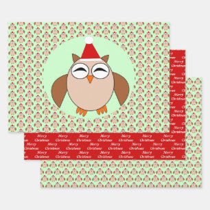 Feuille De Papier Cadeau Chouette de Noël sur mesure