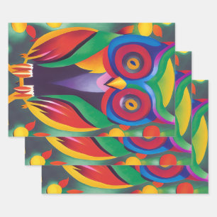 Feuille De Papier Cadeau Chouette holographique couleur mignonne