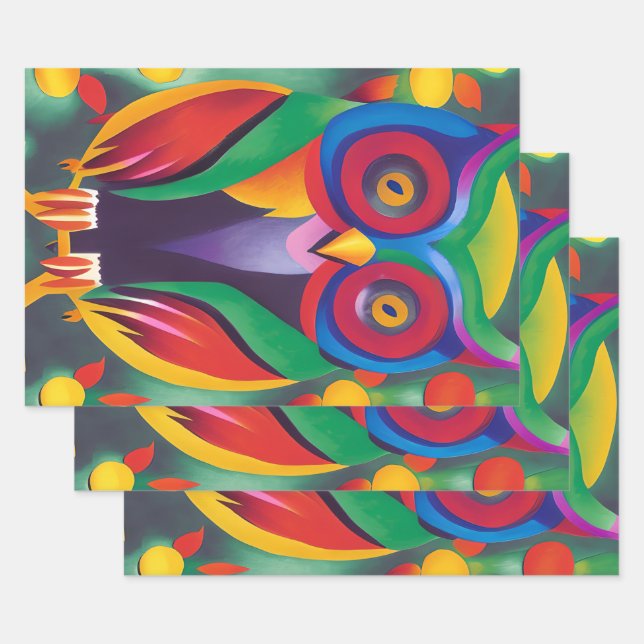 Feuille De Papier Cadeau Chouette holographique couleur mignonne (Lot)