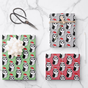 Feuille De Papier Cadeau Chouettes de Noël