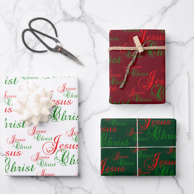 Feuille De Papier Cadeau Christian JESUS CHRIST Noël (Recto)