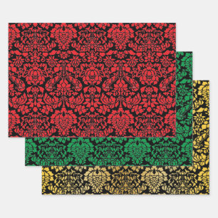 Feuille De Papier Cadeau Christmas Brocade Dark Trio