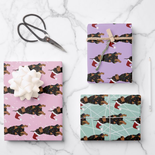 Feuille De Papier Cadeau Christmas Doberman Pinscher (Recto)