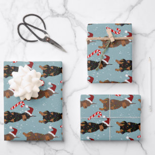 Feuille De Papier Cadeau Christmas Doberman Pinscher