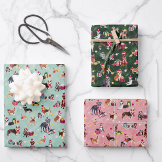 FEUILLE DE PAPIER CADEAU CHRISTMAS DOG CUTENESS