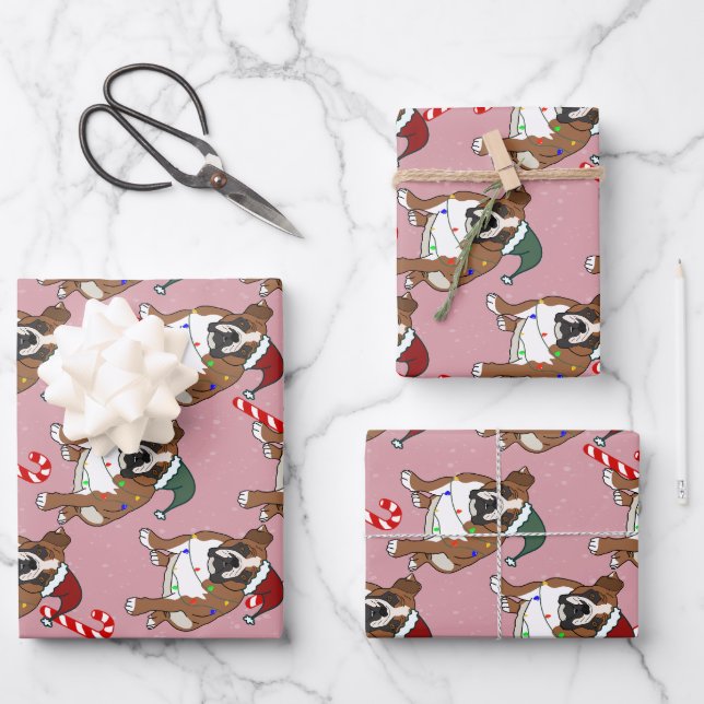 Feuille De Papier Cadeau Christmas Holiday English Bulldog (Recto)