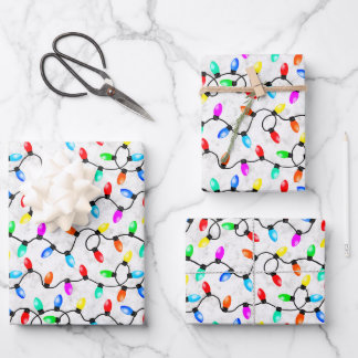 Feuille De Papier Cadeau Christmas Lights In The Snow