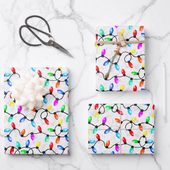Feuille De Papier Cadeau Christmas Lights In The Snow (Recto)
