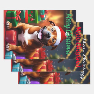 Feuille De Papier Cadeau Christmas Staffordshire Bull Terrier
