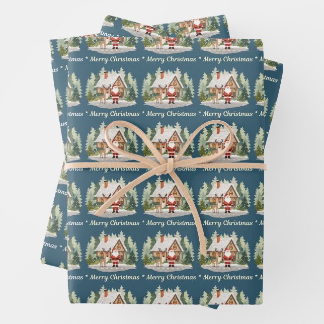 Feuille De Papier Cadeau Christmas Wrapping Paper - Fun Santa Reindeer (En situation)