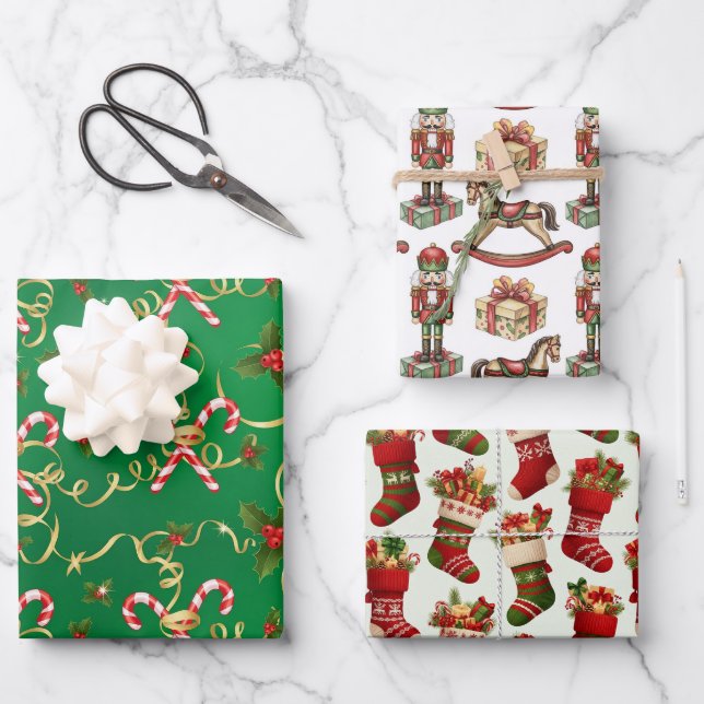 Feuille De Papier Cadeau Christmas Wrappings  (Recto)