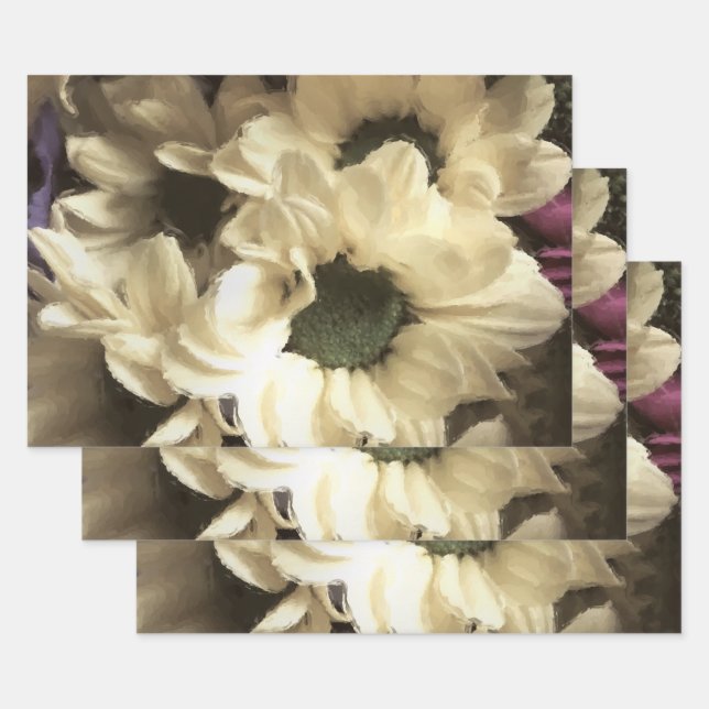 FEUILLE DE PAPIER CADEAU CHRYSANTHEMUM JAUNE (Lot)