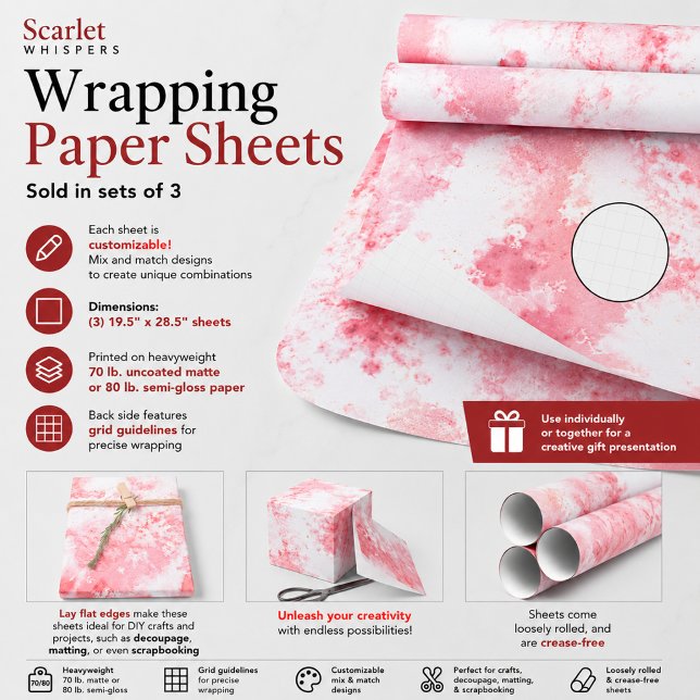 Feuille De Papier Cadeau Chuchotements écarlates (Créateur téléchargé)