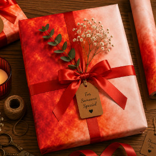 Feuille De Papier Cadeau Chute de chaleur cramoisie