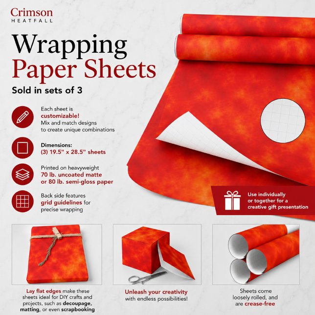 Feuille De Papier Cadeau Chute de chaleur cramoisie (Créateur téléchargé)