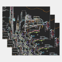 Feuille De Papier Cadeau Ciel coloré de Manhattan